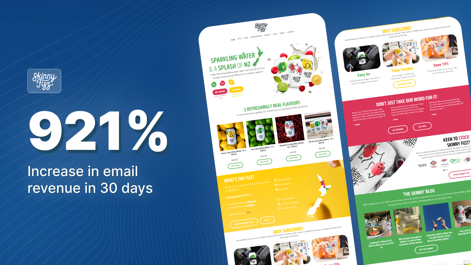 Skinny Fizz case study result: 921%