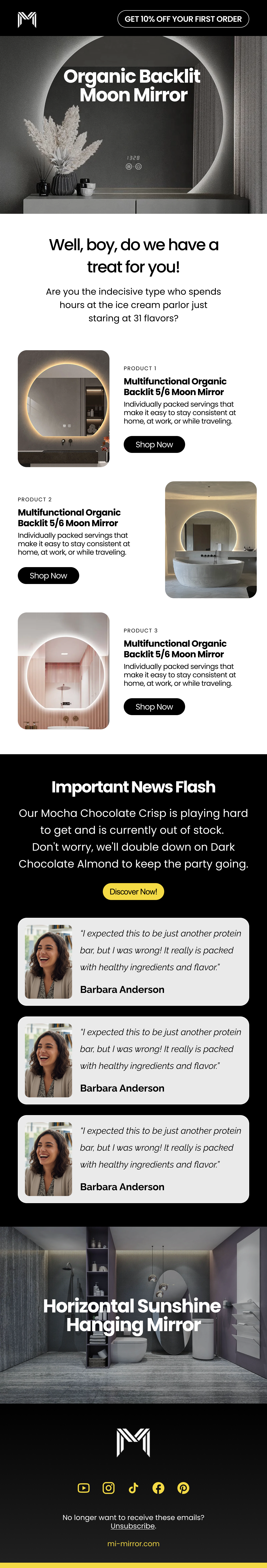 First order offer welcome flow email template design by In-box